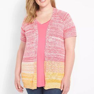 Lane Bryant ShortSleeve Space Dye Sweater Cardigan Overpiece 22/24 Pink …